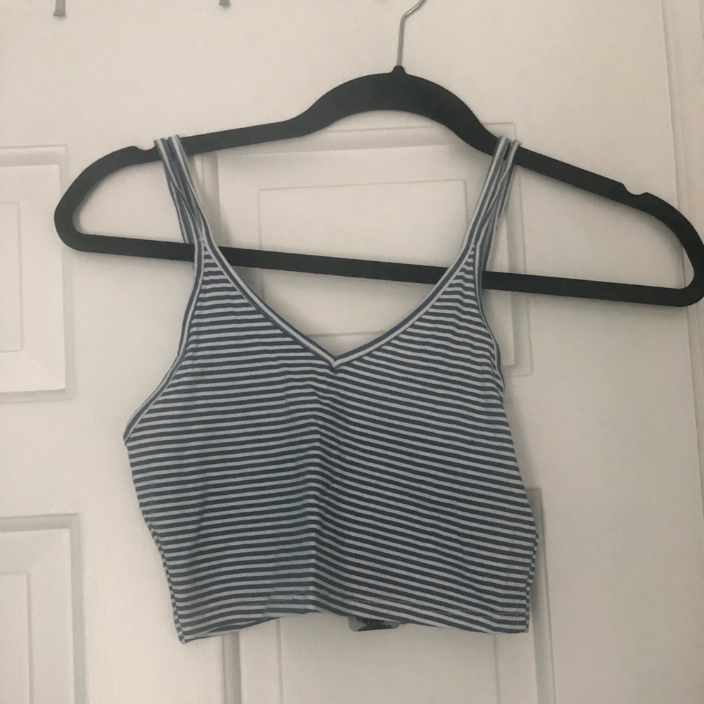 Out From Under blue and white striped crop top
